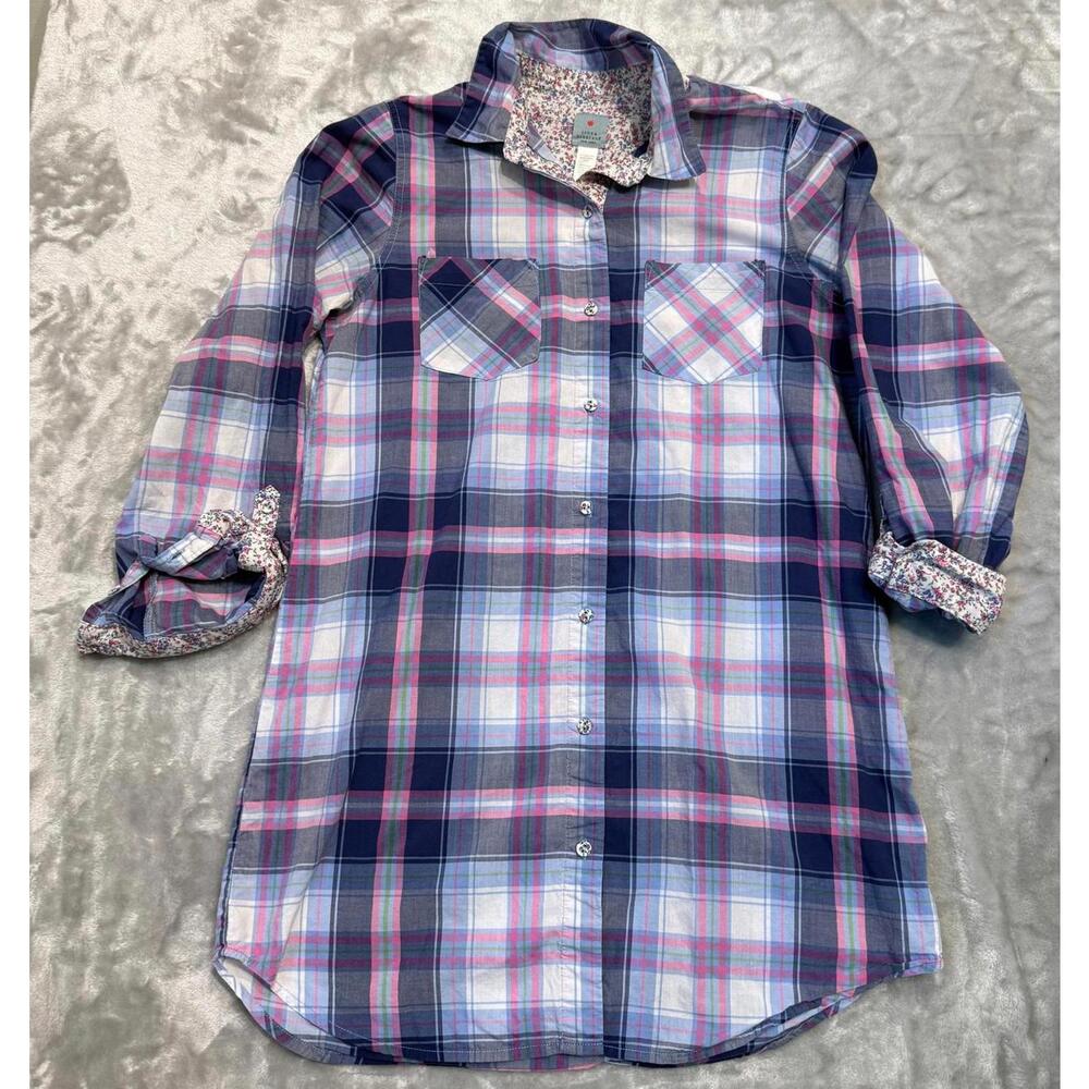 Jane & Bleecker Women's Tunic Size Small Plaid 3/4 Sleeve 100% Cotton